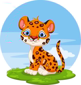 Cute baby leopard cartoon sitting vector