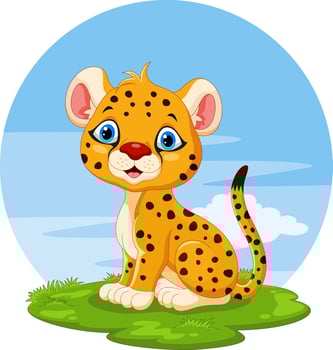 Cartoon cute baby cheetah sitting vector