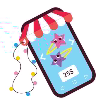 WebA mobile shopping app, flat style sticker vector