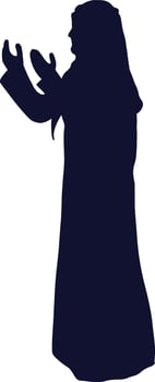 Muslim Praying Silhouette in Flat Style. Isolated Black Silhouette on White Background. vector