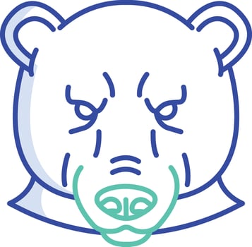 Polar bear face outline color illustration vector