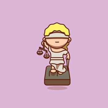 goddess of justice Themis, iustitia cartoon illustration National Day of Justice concept icon isolated vector