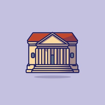 Courthouse building cartoon illustration National Day of Justice concept icon isolated vector