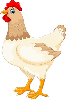 Cute cartoon hen on white background vector