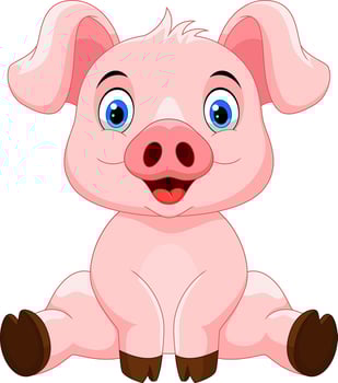 Cute pig cartoon isolated on white background vector