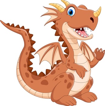 Cute dragon cartoon on white background vector