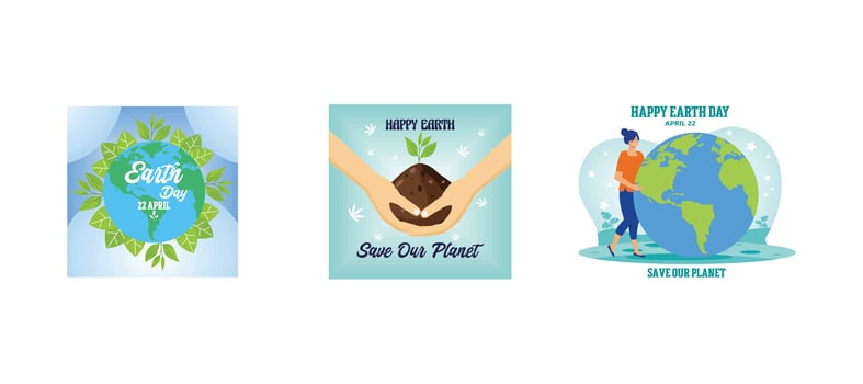 Earth Day. Eco friendly ecology concept. Happy Earth Day April 22. World environment day background. Set flat modern illustration vector