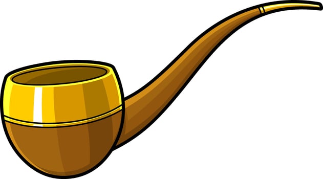 Cartoon Smoke Old Wooden Pipe. Hand Drawn Illustration vector
