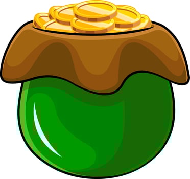 Cartoon Old Bag With Golden Coins vector