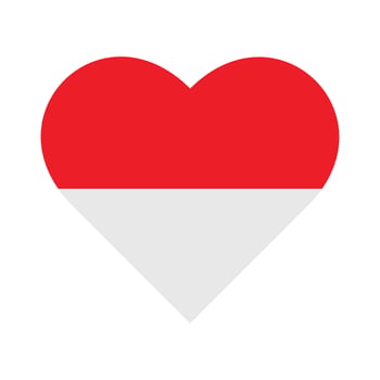 Indonesia flag heart shape. vector