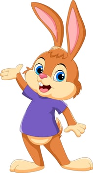 Cartoon cute rabbit isolated on white background vector