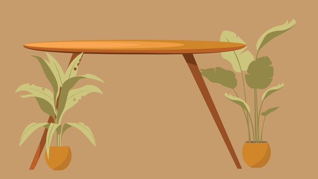 office desk decoration with plants illustration vector