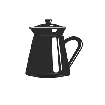 Black kettle isolated on white background. Cartoon style illustration. vector