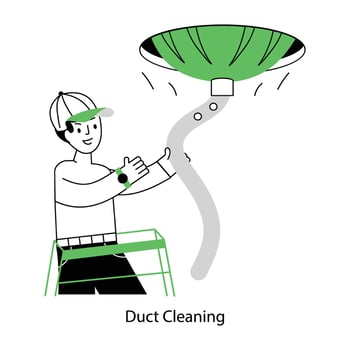 A customizable line mini illustration of duct cleaning vector
