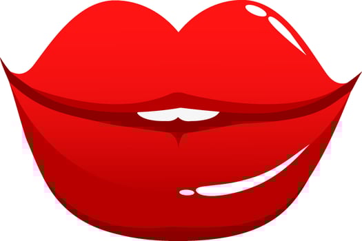 A female mouth on white background. Red lips of a woman. vector