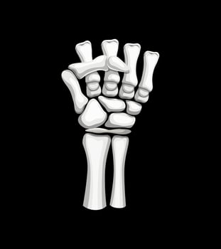 Skeleton clenched hand gesture, bony fist vector