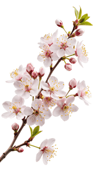 Blooming Cherry Blossom Branch Isolated on White Background png
