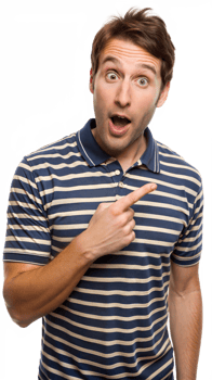Surprised Man Pointing Right In Striped Shirt png