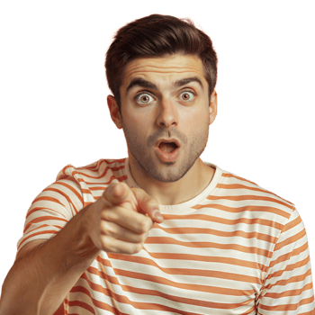 Surprised Man Pointing With Open Mouth and Wide Eyes png