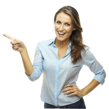 Smiling Woman Pointing Right With Transparent Background png