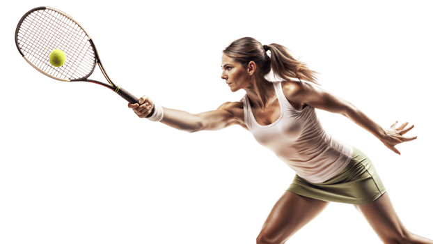 Female Tennis Player Swinging Racket and Hitting Ball png