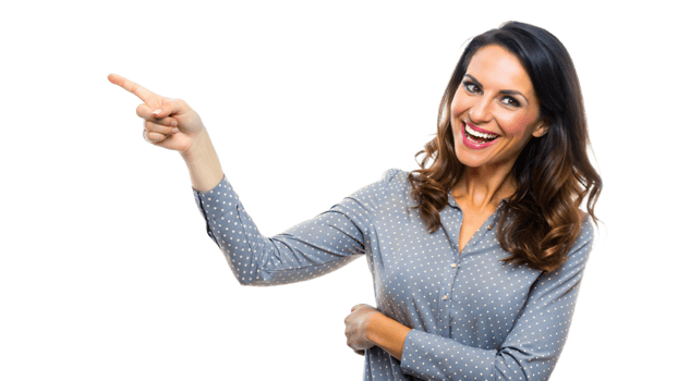 Woman Pointing Right With Happy Expression On White Background png