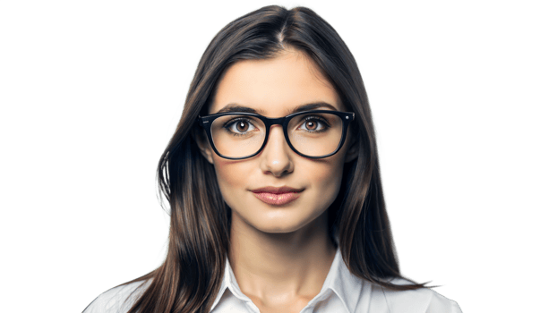 Close Up Portrait of a Young Woman Wearing Glasses png