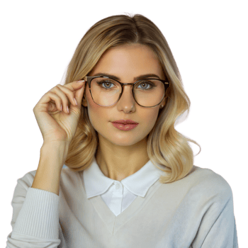 Woman Adjusting Glasses, Portrait, Blonde Hair, Casual Clothes png