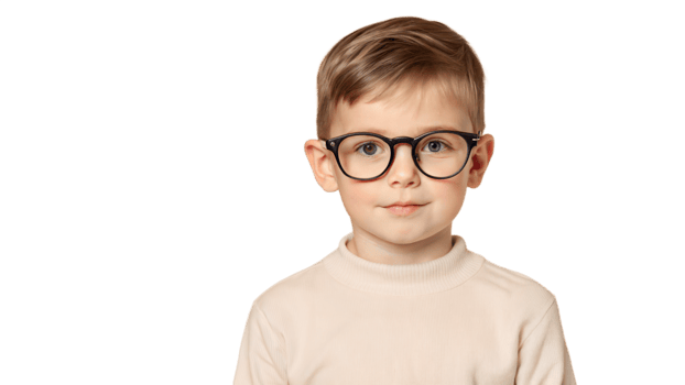 Young Boy Wearing Glasses and Smiling png