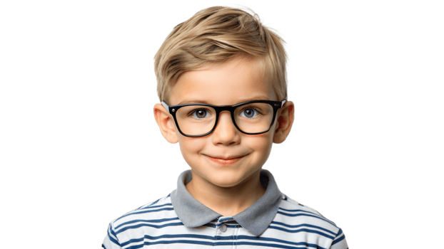 Young Boy Wearing Glasses Smiles for Camera png