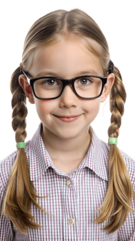 Young Girl With Braids Wearing Glasses and Plaid Shirt png