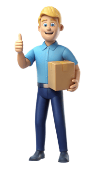 3D Cartoon Man Delivering Package With Thumbs Up png