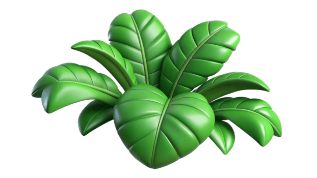 3D Render of Lush Green Leaves on a Transparent Background png