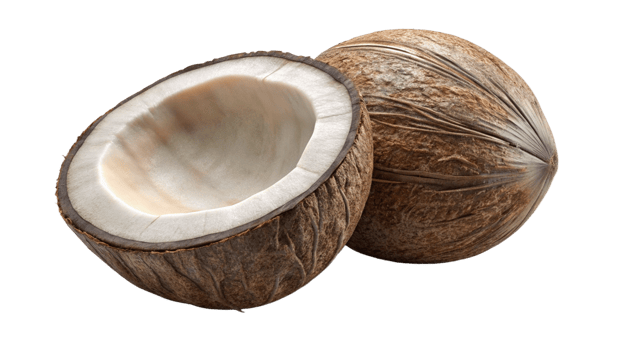 Whole and Half Coconut Isolated on White Background png