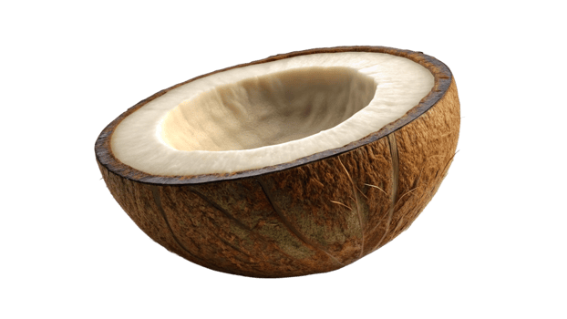 Half Coconut Shell Isolated on White Background png