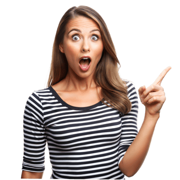 Surprised Woman Pointing Right With Mouth Open png