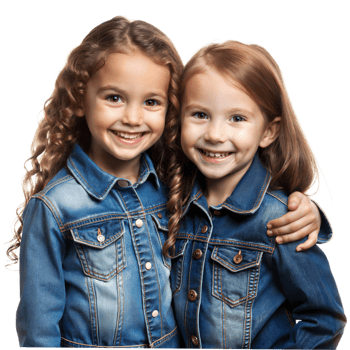 Two Smiling Girls Wearing Denim Jackets png