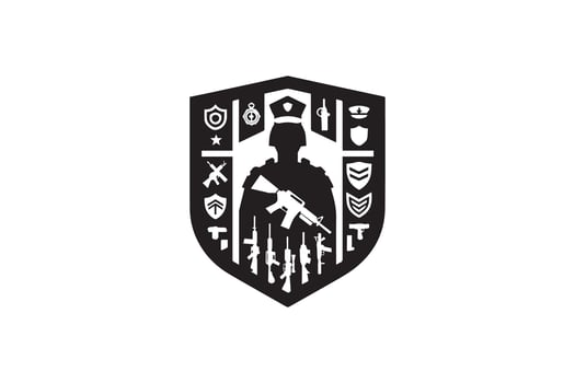 monochrome seal of the United States Navy, US Marine Corps, US Army logo. Military Rank Badge Line Icon illustration vector
