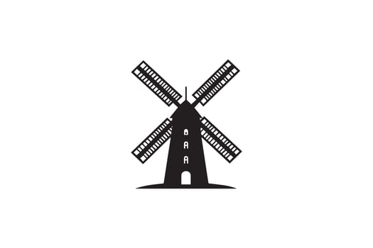 Windmill, turbine icon illustration. Windmill illustration. Windmill silhouettes vector