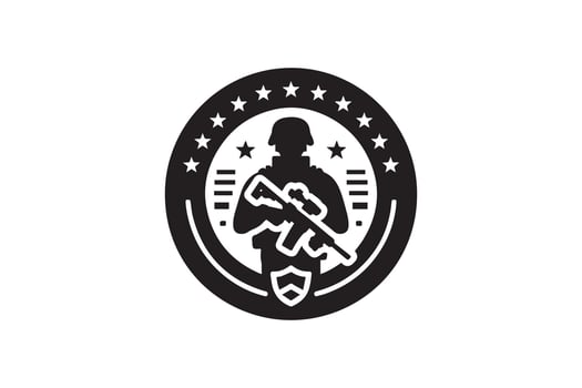 monochrome seal of the United States Navy, US Marine Corps, US Army logo. Military Rank Badge Line Icon illustration vector