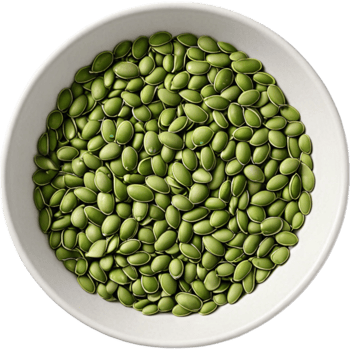 Bowl with green pumpkin seeds png