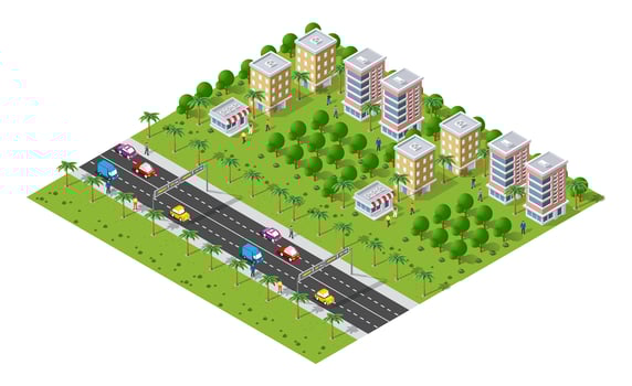 Isometric 3d illustration park trees forest nature elements white background for landscape design. vector