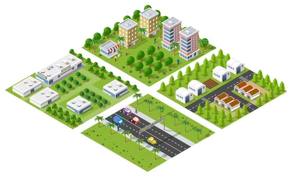 Isometric 3d illustration park trees forest vector