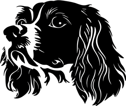 Adorable Cavalier King Charles Spaniel stencil captures canine charm. AI-generated. png