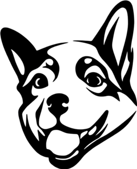 Adorable Corgi silhouette captures playful charm in black stencil. AI-generated. png