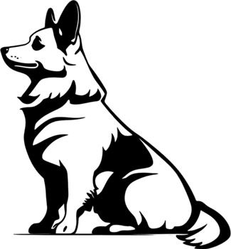 Adorable Corgi silhouette captures playful charm in black stencil. AI-generated. png