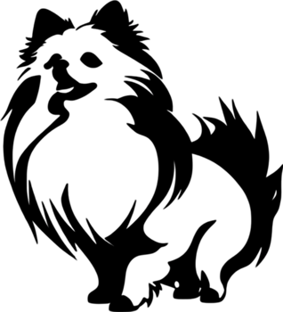 Adorable Pomeranian silhouette captures canine charm perfectly. AI-generated. png