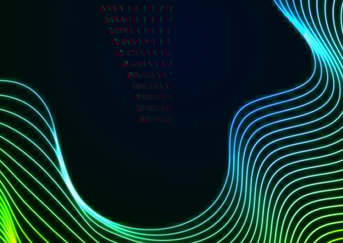 Blue green neon waves abstract technology background vector