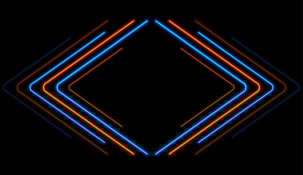 Bright blue orange abstract neon arrows tech sci-fi background vector