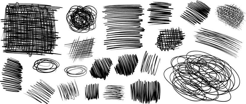 crosshatch strikethrough hand drawn childish doodle big set vector
